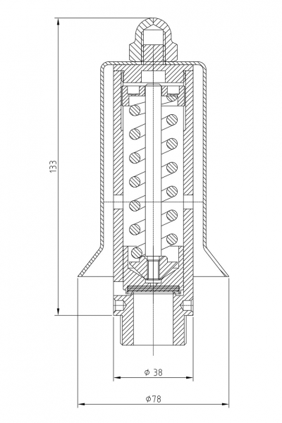 Valvola di sicurezza modello B20/P a scarico libero disegno 2D