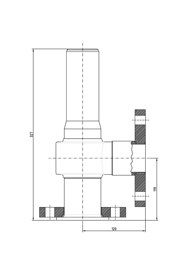 Safety valve model B38/LS-CF piped discharge 2D drawing