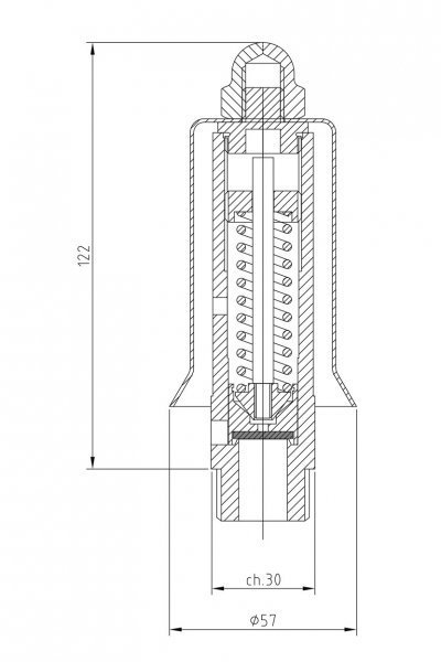 Valvola di sicurezza modello D14/P a scarico libero disegno 2D