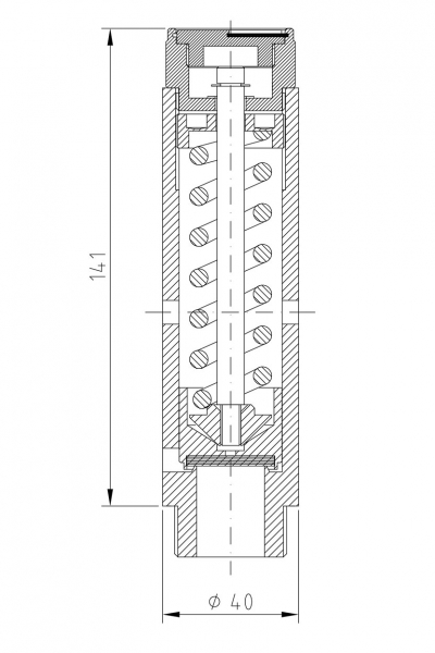 Valvola di sicurezza modello E14 a scarico libero disegno 2D