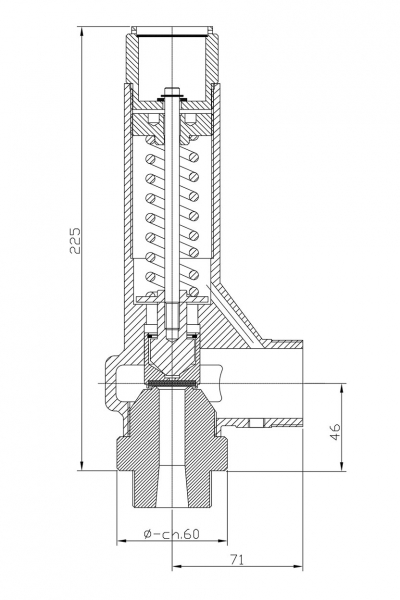 Safety valve model E14/L150 piped discharge disego 2D