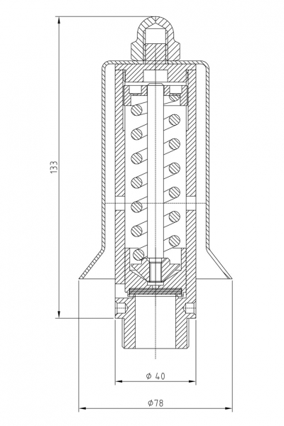 Valvola di sicurezza modello E14/P a scarico libero disegno 2D