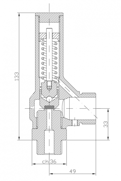 Valvola di sicurezza modello E5/LS600 - scarico convogliato - Disego 2D Valvola di sicurezza modello E5/LS600 a scarico convogliato disego 2D