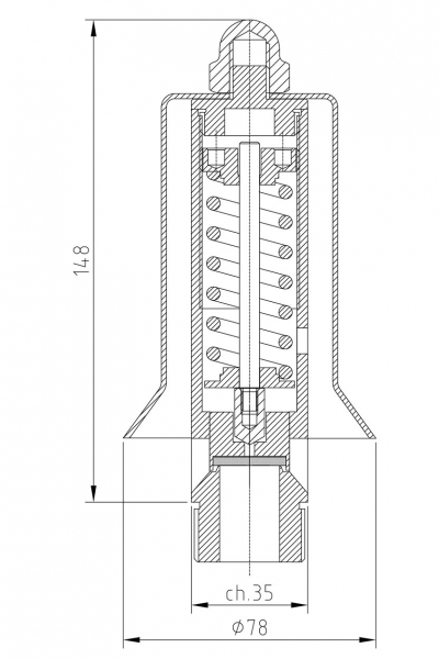 Safety valve model F18/P free discharge 2D drawing