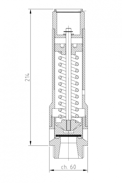 Valvola di sicurezza modello F32 a scarico libero disegno 2D
