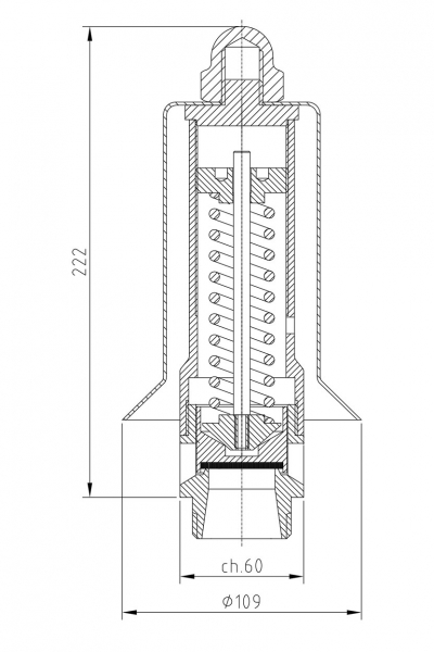 Valvola di sicurezza modello F32/P a scarico libero disegno 2D