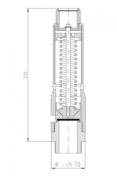 Valvola di sicurezza modello F40 a scarico libero disegno 2D