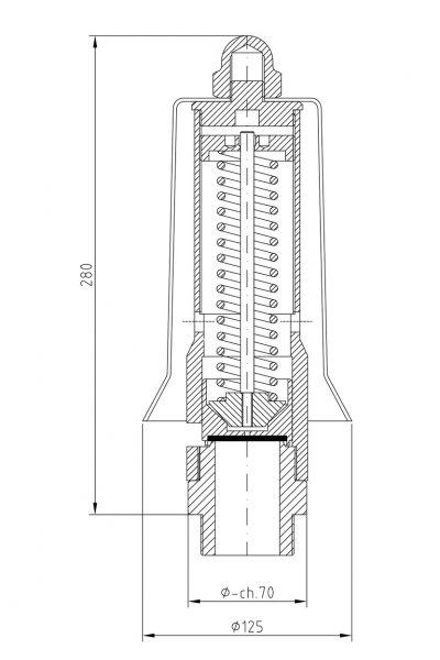 Valvola di sicurezza modello F40/P a scarico libero disegno 2D