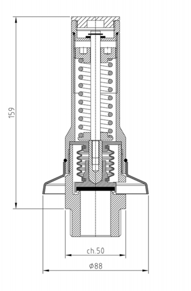 Safety valve model FKS25 - free discharge - 2D drawing Safety valve model FKS25 free discharge 2D drawing