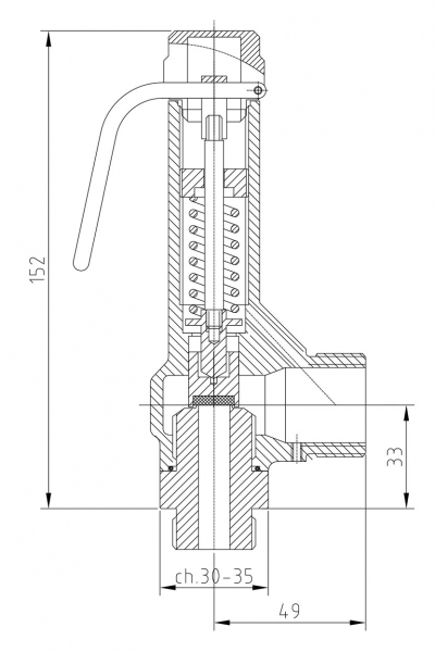 Safety valve model G10/L piped discharge disego 2D