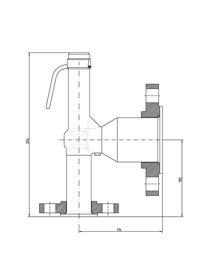 Safety valve model G14/L-API piped discharge 2D drawing