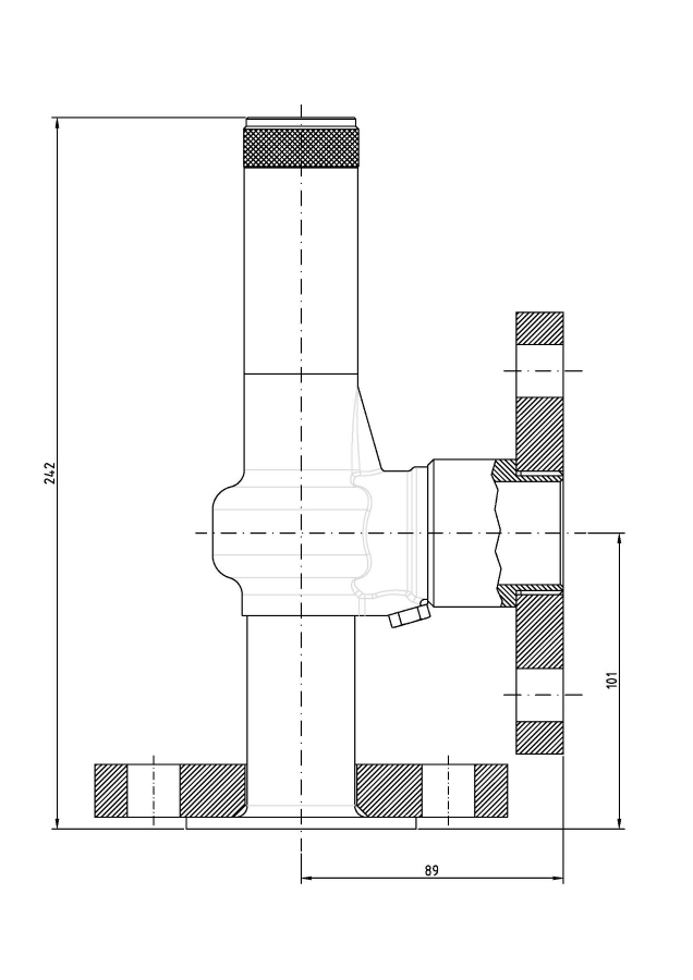 Safety valve model G20-CF piped discharge 2D drawing
