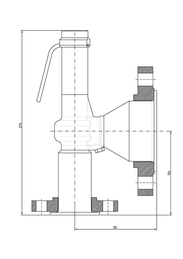 Safety valve model G20/L-API piped discharge 2D drawing