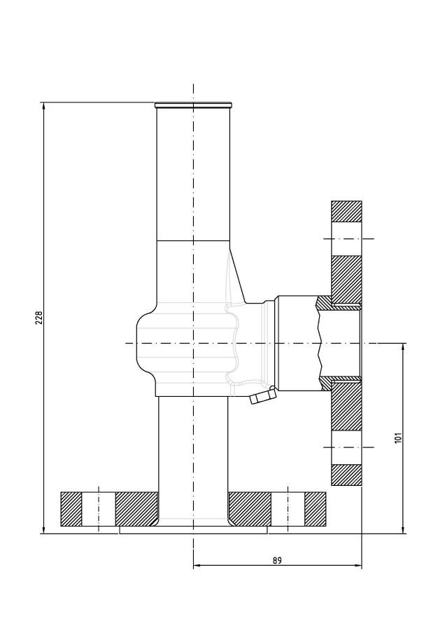 Safety valve model G20/S-CF piped discharge 2D drawing
