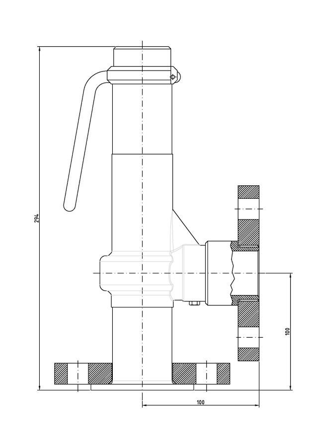 Valvola di sicurezza modello G25/L-CF a scarico convogliato disegno 2D