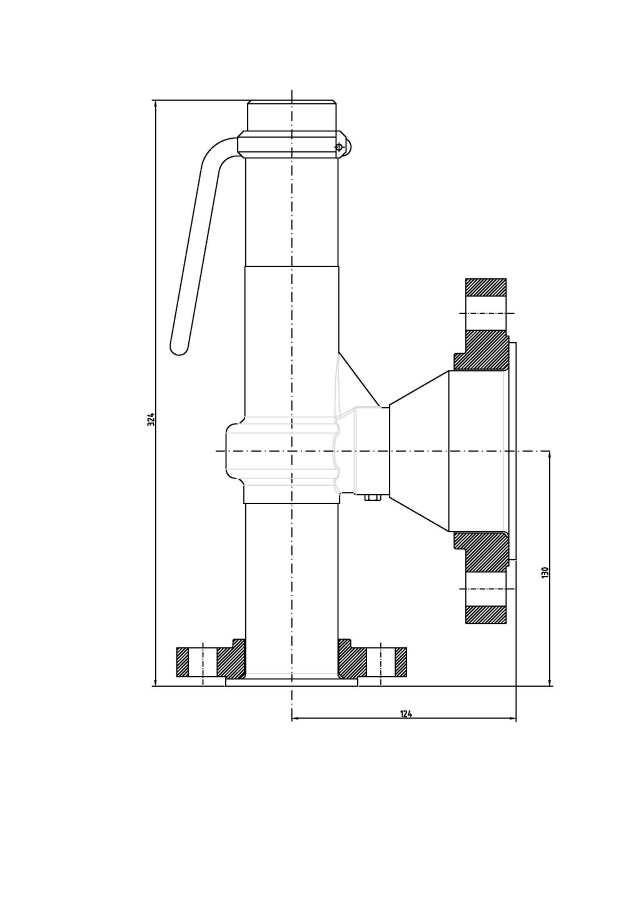 Safety valve model G32/L-API piped discharge 2D drawing