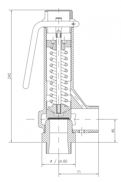 Safety valve model G32/L piped discharge disego 2D