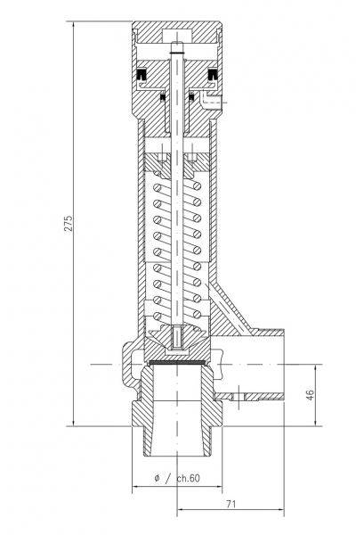 Safety valve model G32/P piped discharge disego 2D
