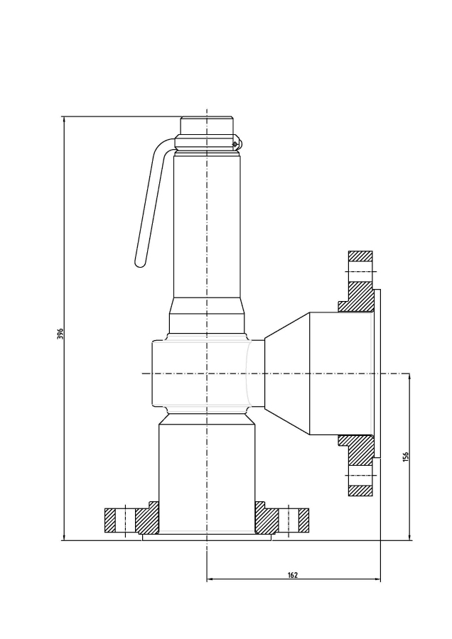 Safety valve model G40/L-API piped discharge 2D drawing