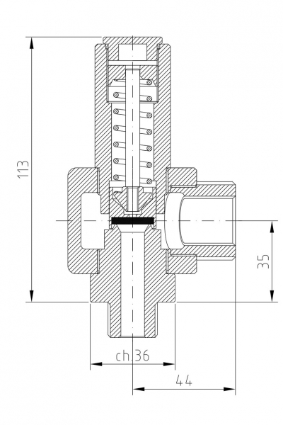 Safety valve model P10/S piped discharge 2D drawing