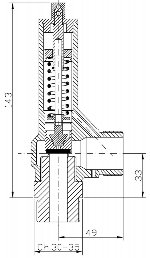 Overflow valve model R14 - piped discharge - 2D drawing Overflow valve model R14 piped discharge 2D drawing