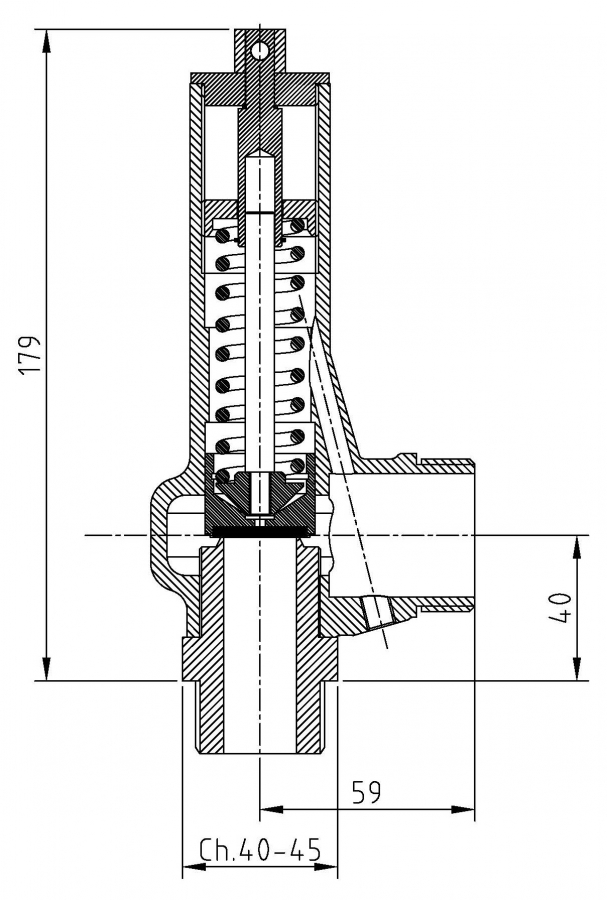 Valvola overflow modello R20 - scarico convogliabile - Disegno 2D Valvola overflow modello R20 a scarico convogliato disegno 2D